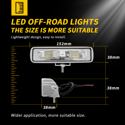 2pcs LED Light Bar 6500K White Lighting Off Road Driving Auxiliary LED Work Lights