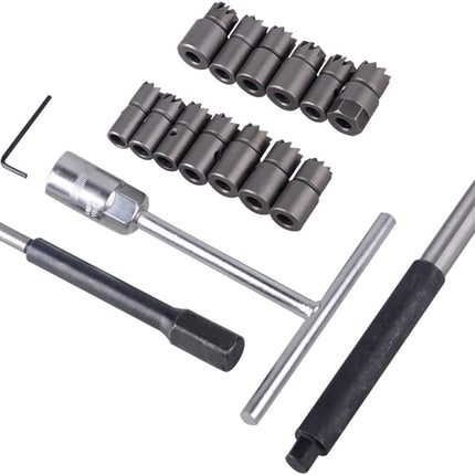 17PCS Diesel Injector Seat Cutter Cleaner Tool Set