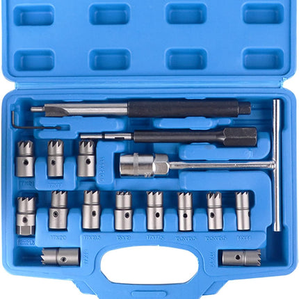 17PCS Diesel Injector Seat Cutter Cleaner Tool Set