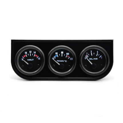 2'' 52mm 3in1 Volt Meter Water Temperature Oil Pressure Gauge Triple Meter Kit