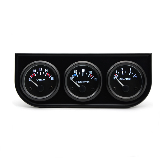2'' 52mm 3in1 Volt Meter Water Temperature Oil Pressure Gauge Triple Meter Kit