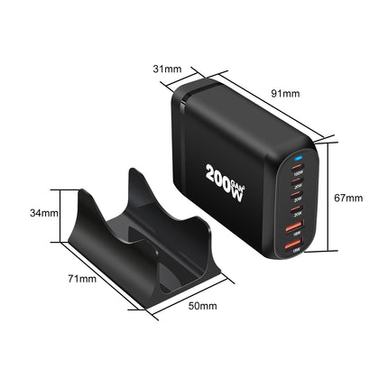 200W USB Type C Charger, 6 Ports Fast Charging Station, GaN III PD QC Desktop Charger