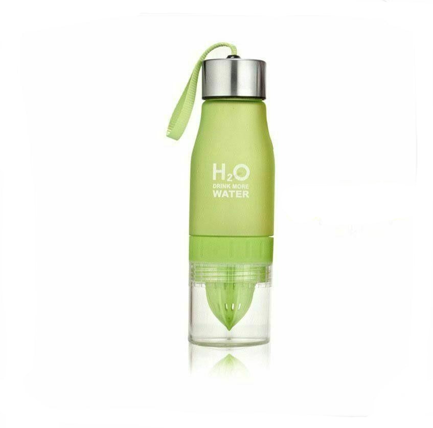 Green Drinking Water Bottle with Fruit Infuser Cup Outdoor Sports Travel 650ml