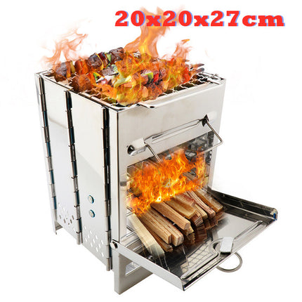 20x20x27cm Camping Stove Wood BBQ Gril Portable Outdoor - salelink.co.nz