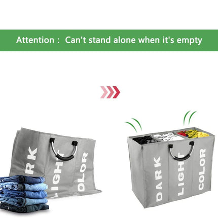 3 Sections Large Laundry Bag Storage Bag with Carry Handles