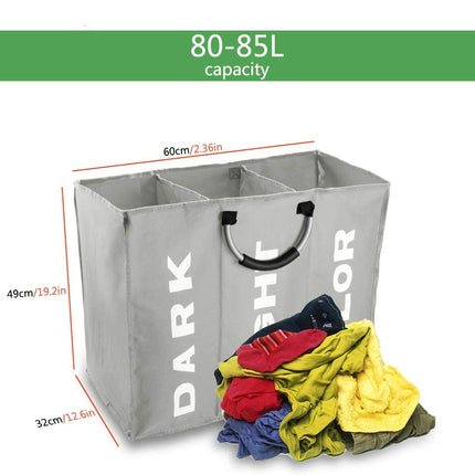 3 Sections Large Laundry Bag Storage Bag with Carry Handles