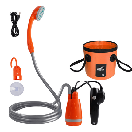 Portable Camping Shower Kit with Folding Bucket