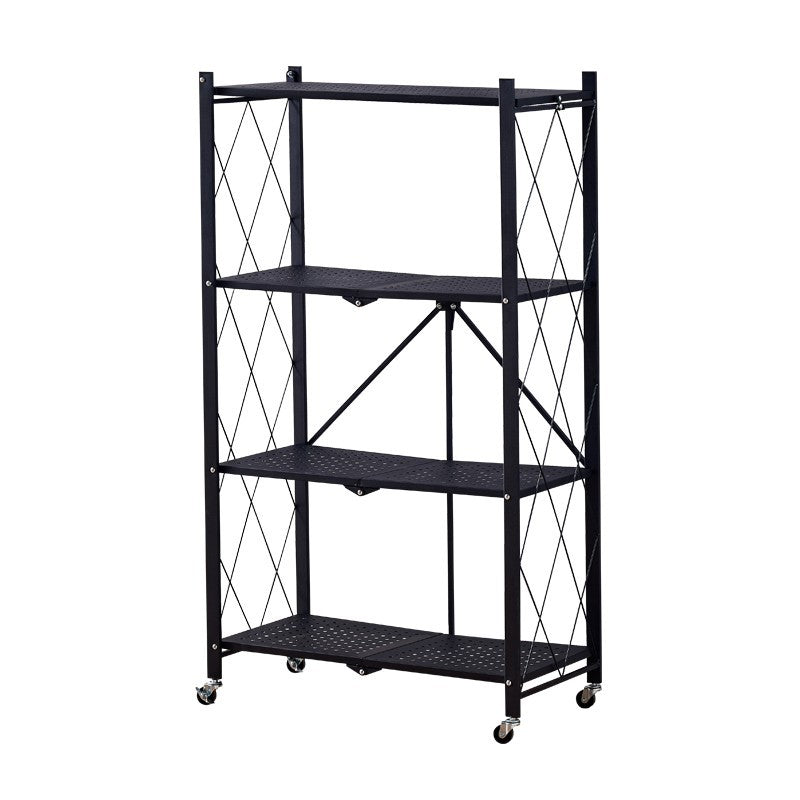 Folding Shelving Rack Black 4-Tier