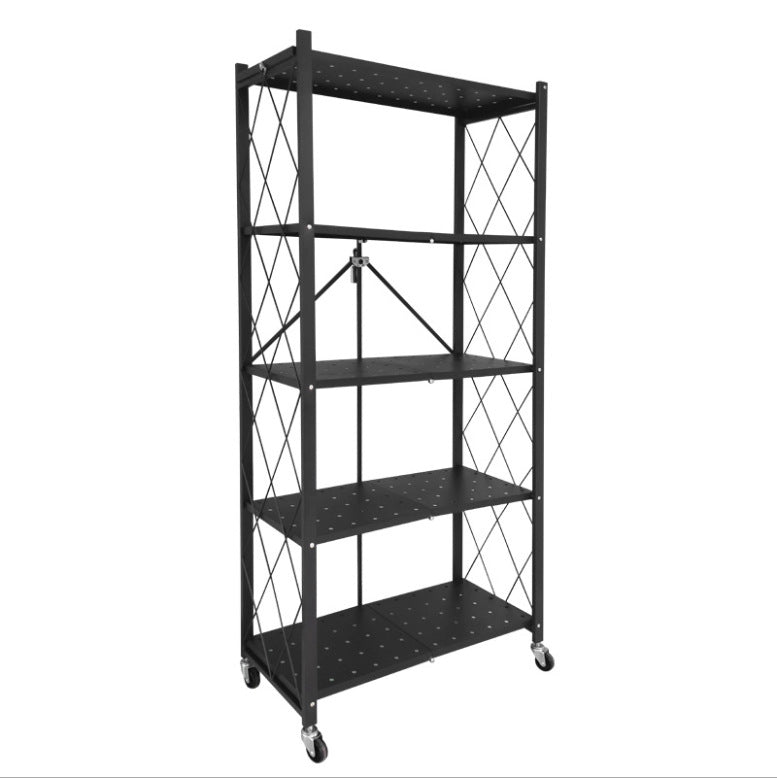 Folding Shelving Rack Black 5-Tier