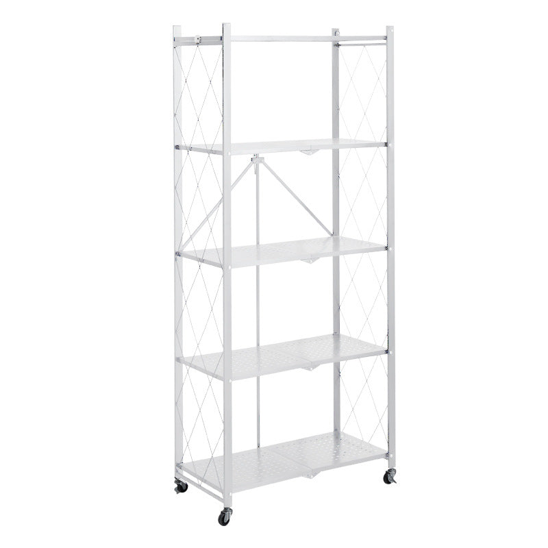 Folding Shelving Rack White-5-Tier