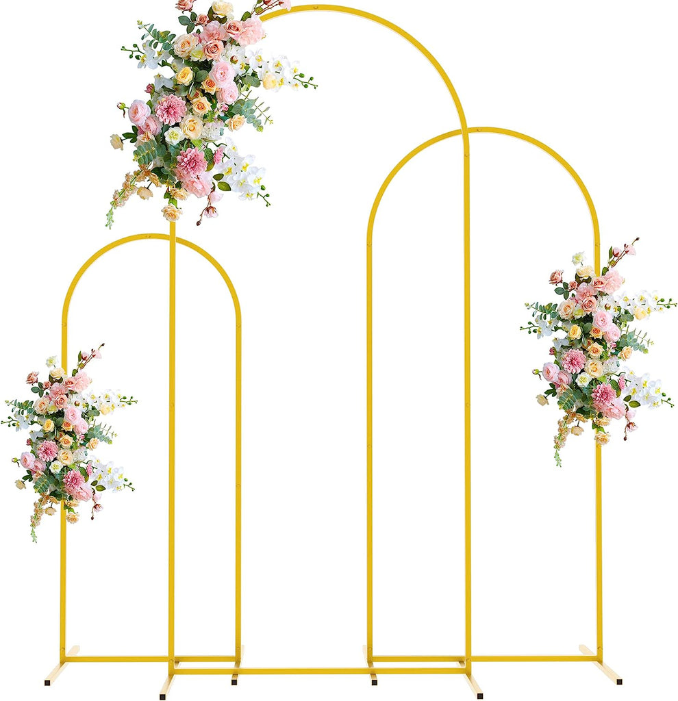 Wedding Arch Backdrop Stand Set of 3 Gold