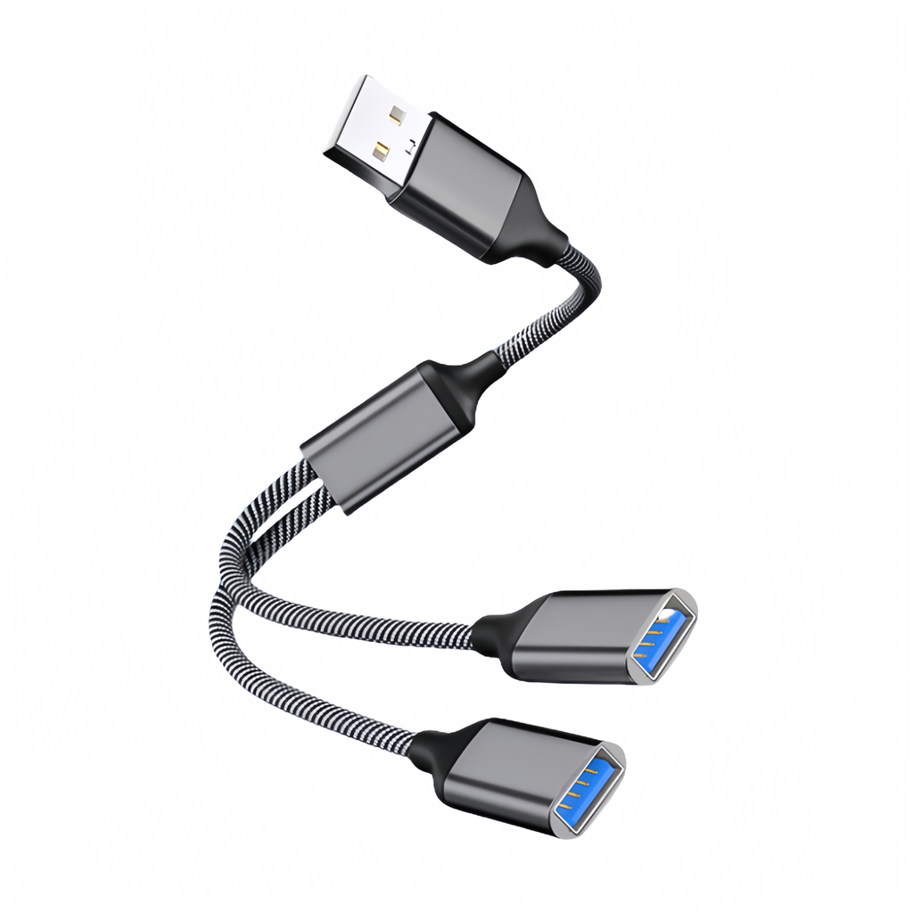 USB Male to Dual USB Female Adapter