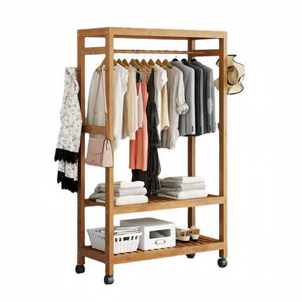 Wooden Coat Rack on Wheels 80cm