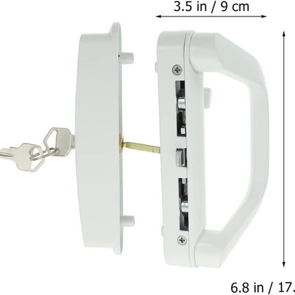 Patio Sliding Door Handle Set with Lock White