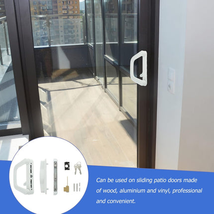 Patio Sliding Door Handle Set with Lock White