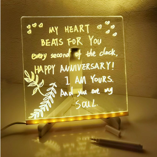 Led Acrylic Message Board with White Pen 20x20cm