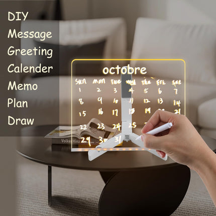 Led Acrylic Message Board with White Pen 20x20cm