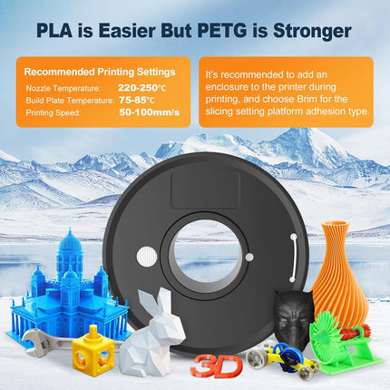 1KG PETG 1.75mm 3D Printer Printing Filament - Black - salelink.co.nz