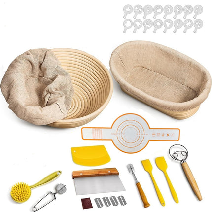 2PCS Bread Proofing Baskets Set 9" Round & 10" Oval Banneton