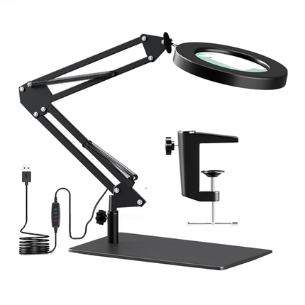 Magnifying Desk Lamp with Base & Clamp, LED Desk Lamp 5X Magnifying Glass