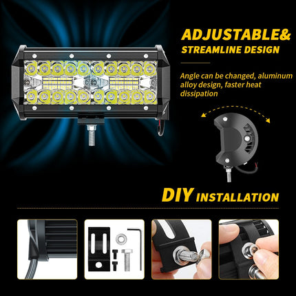 Pair 6Inch Led Work Light Bar Spot Flood Offroad Driving 4Wd 4X4 Reverse