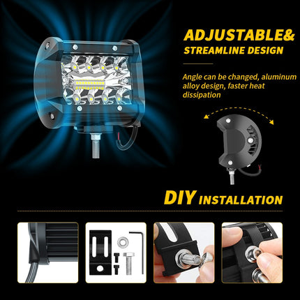 Pair 3Inch Led Work Light Bar Spot Flood Offroad Driving 4Wd 4X4 Reverse