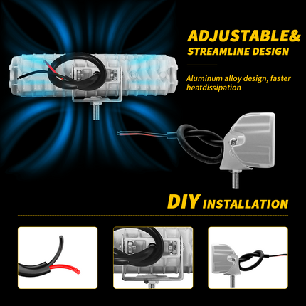 2pcs LED Light Bar 6500K White Lighting Off Road Driving Auxiliary LED Work Lights