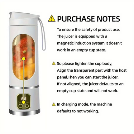 Portable Mini Blender USB Rechargeable Juicer Cup Smoothies Mixer Fruit Machine