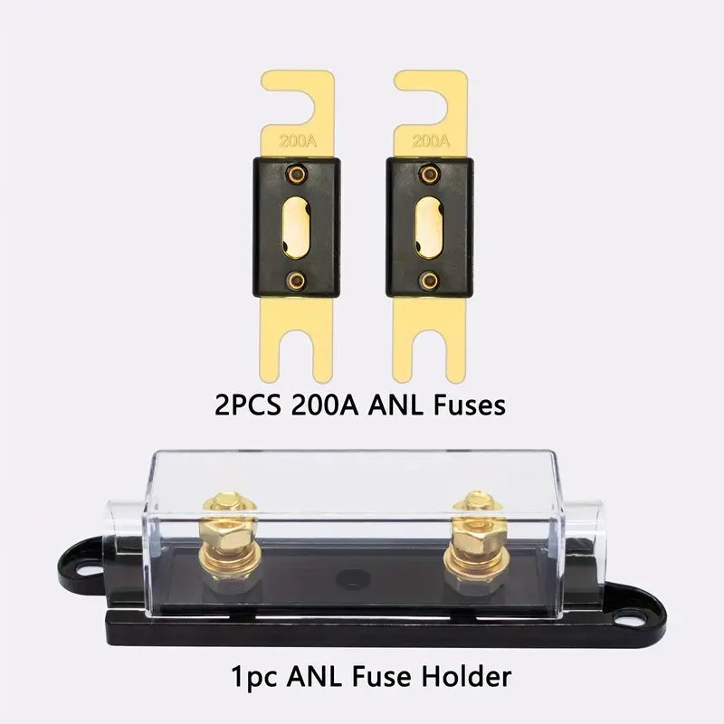 ANL Fuse Holder Kit with 2Pcs Fuses black 200A