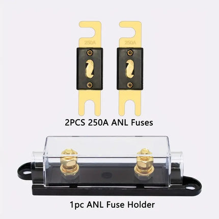 ANL Fuse Holder Kit with 2Pcs Fuses black 250A