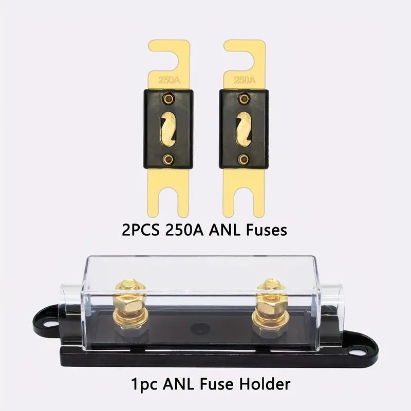 ANL Fuse Holder Kit with 2Pcs Fuses black 250A