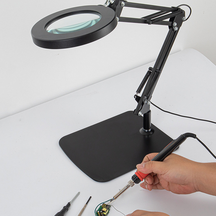 Magnifying Desk Lamp with Base & Clamp, LED Desk Lamp 5X Magnifying Glass