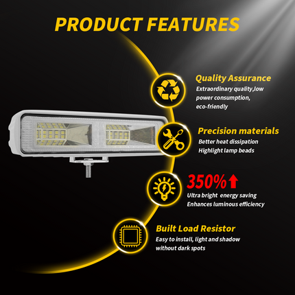 2pcs LED Light Bar 6500K White Lighting Off Road Driving Auxiliary LED Work Lights