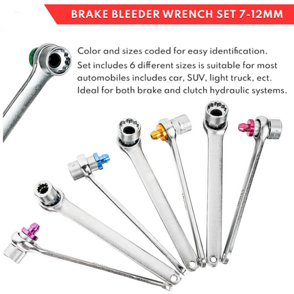 7PCS Brake Bleeder Wrench Set