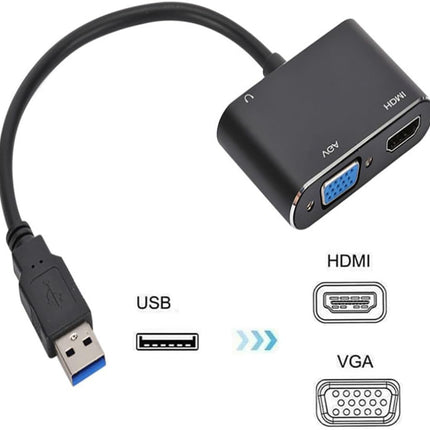 USB to HDMI/ VGA/ 3.5MM Headphone Adapter - salelink.co.nz