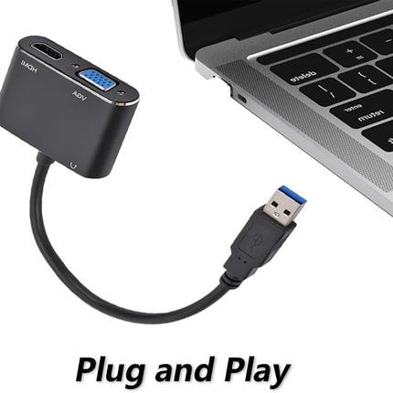 USB to HDMI/ VGA/ 3.5MM Headphone Adapter - salelink.co.nz