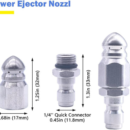 High Pressure Drain Jetter Hose Nozzle 1/4'' Quick Connector 5000 PSI