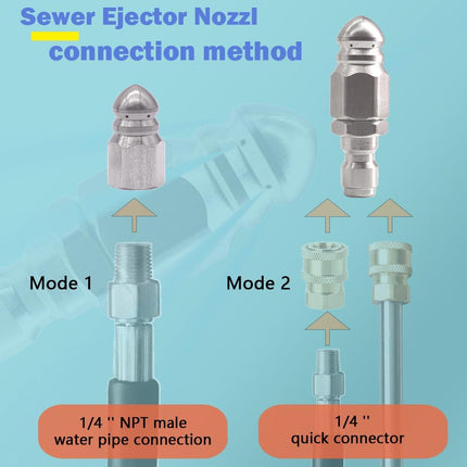 High Pressure Drain Jetter Hose Nozzle 1/4'' Quick Connector 5000 PSI