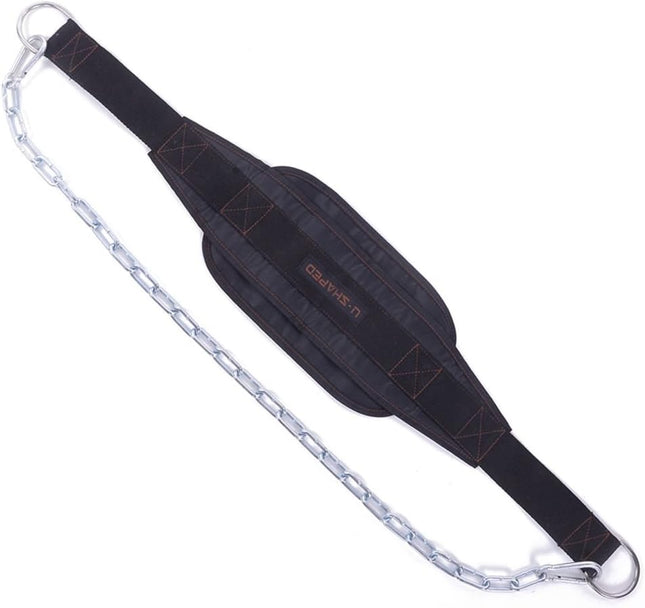 Weighted Chin Up Belt with Chain Dip Belt Powerlifting Strength Training Waist Back Support