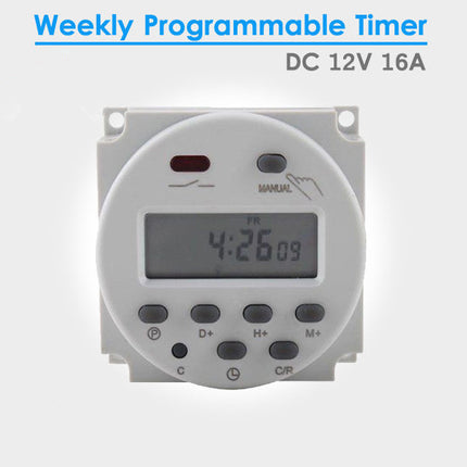 12V 16A LCD Day Programmable Timer Time Relay Switch 24 Hour 7 Mini Dc