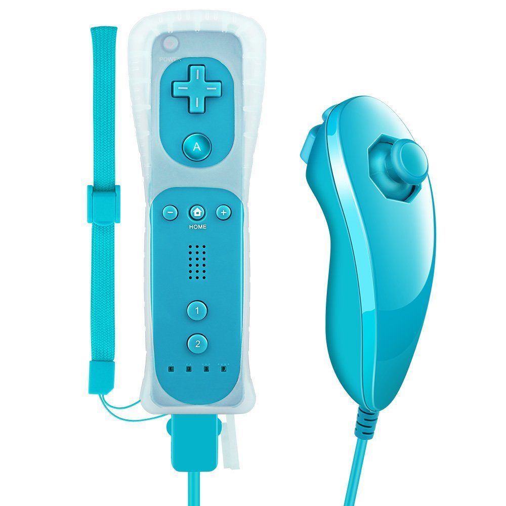 Remote and Nunchuck Controller with Silicone Case for NINTENDO WII