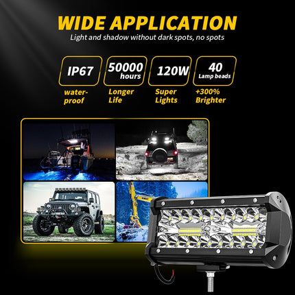 Pair 6Inch Led Work Light Bar Spot Flood Offroad Driving 4Wd 4X4 Reverse
