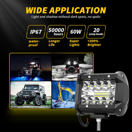 Pair 3Inch Led Work Light Bar Spot Flood Offroad Driving 4Wd 4X4 Reverse