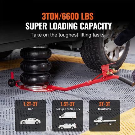 6600 LBS Triple Bag Air Lift Jack Pneumatic Vehicle Car Lifting Compressed Tool - salelink.co.nz