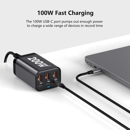 200W USB C GaN III Super Fast PD Wall Charger Charging Station