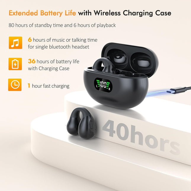 Open Ear Clip Headphones, Wireless Earbuds Bluetooth Earphones - salelink.co.nz