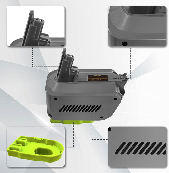 (No Battery)Ryobi 18V Battery to Dyson V10 Battery Adapter Converter