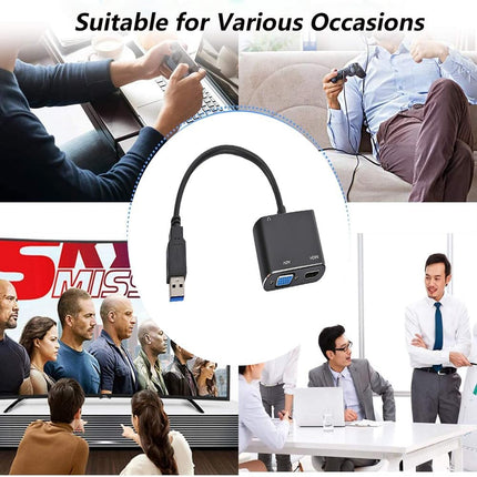 USB to HDMI/ VGA/ 3.5MM Headphone Adapter - salelink.co.nz