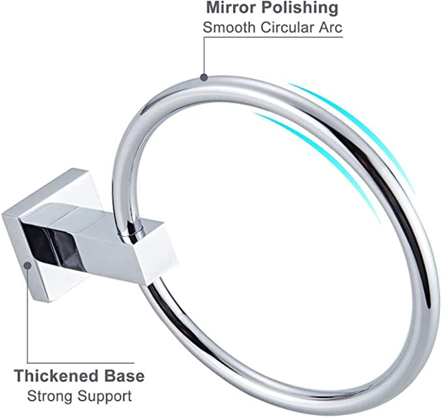 Bathroom Wall Mounted Towel Ring Silver