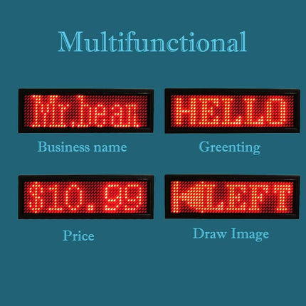 Customizable Rechargeable Scrolling LED Name Badge Tag Logo Display - Red